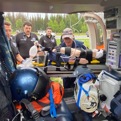 Peramedical students in a helicopter