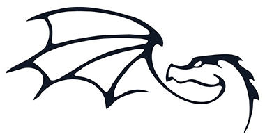 Black and white outline of a dragon